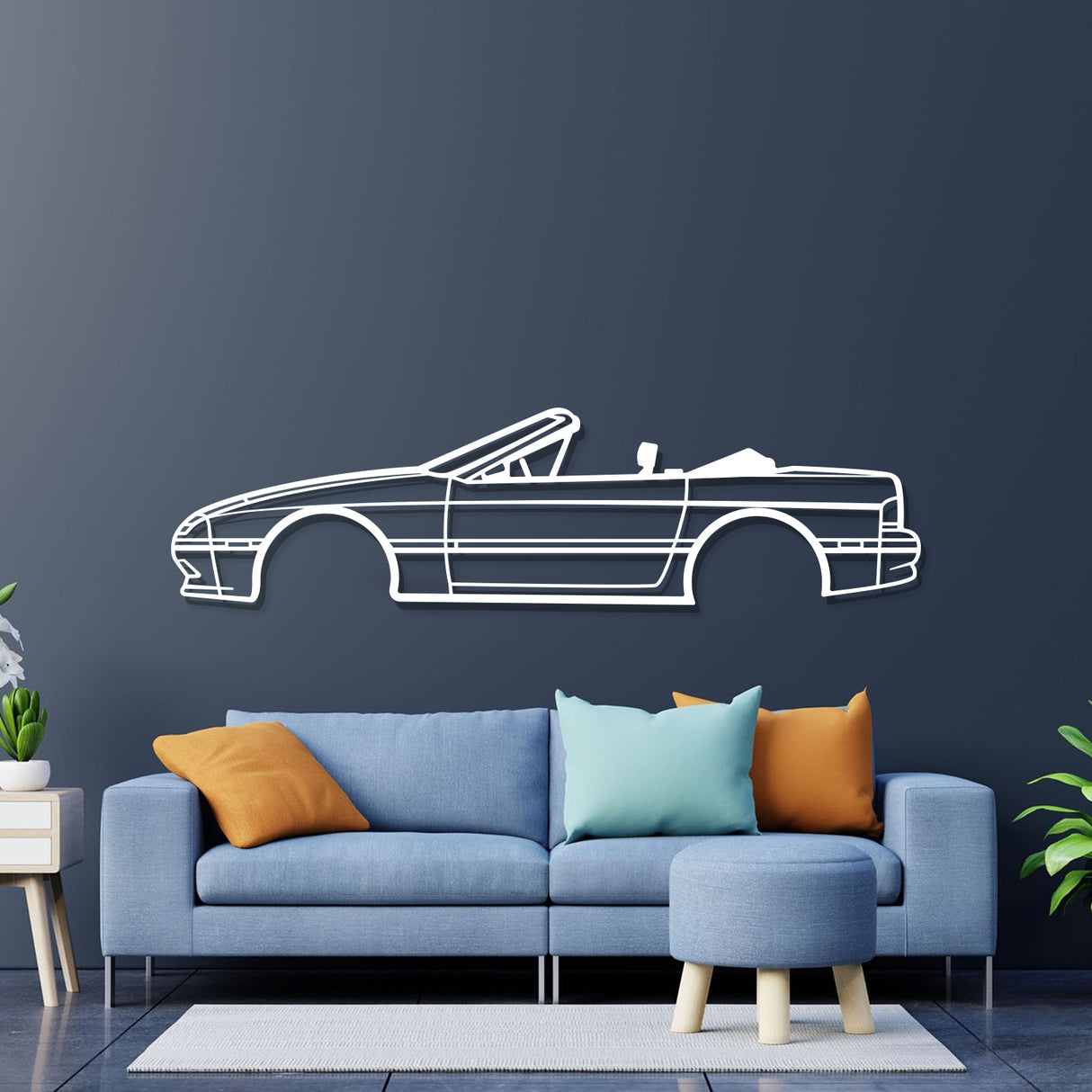 1990 RX-7 Convertible Metal Car Wall Art - NC0231