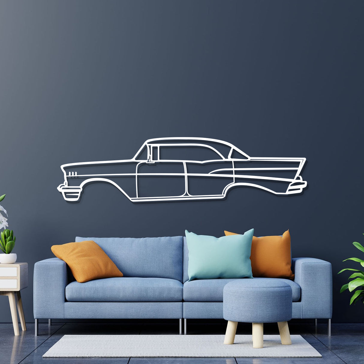 1957 Belair Sedan Metal Car Wall Art - NC0048