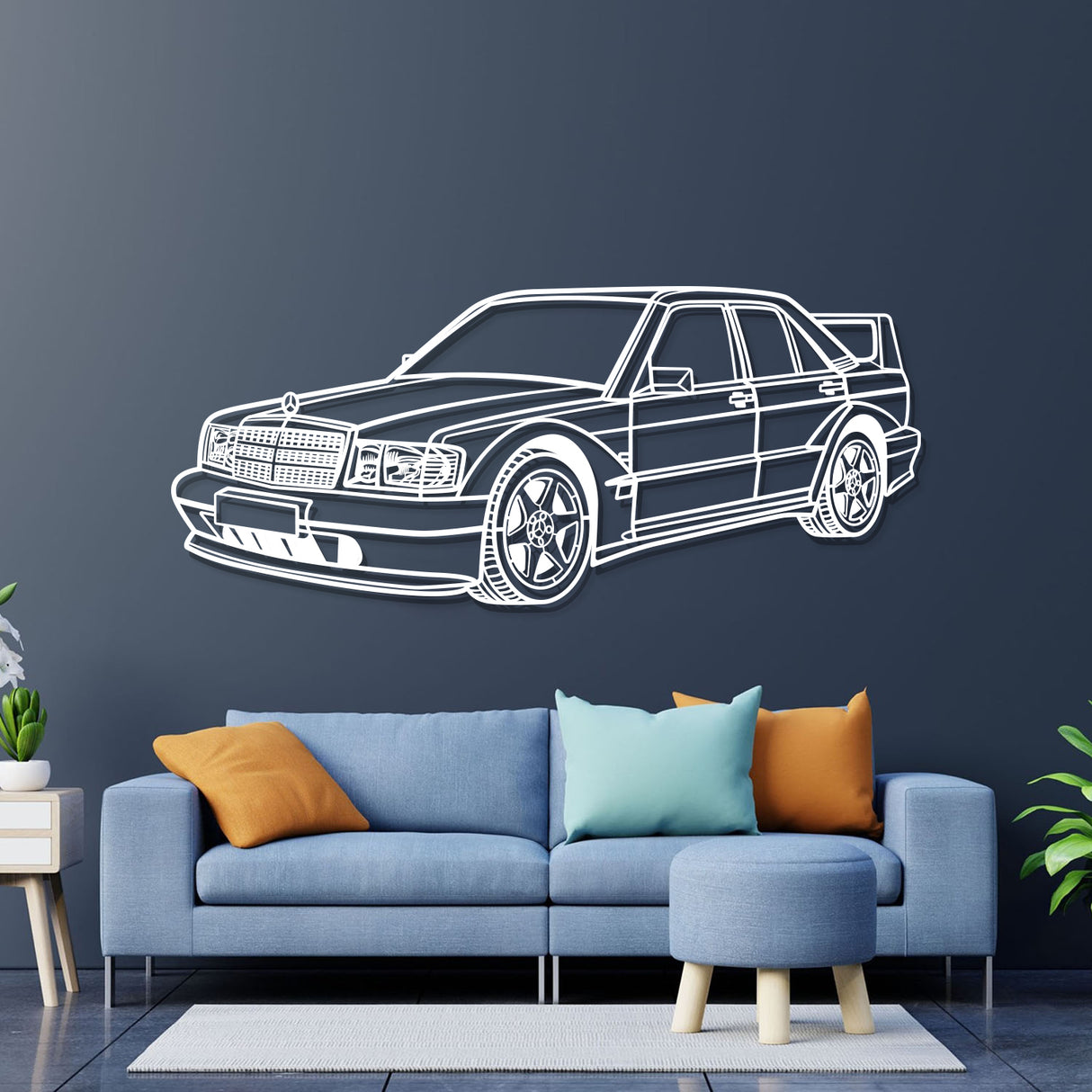 1990 190E 2.5-16 EVO II Perspective Metal Car Wall Art - NC0453