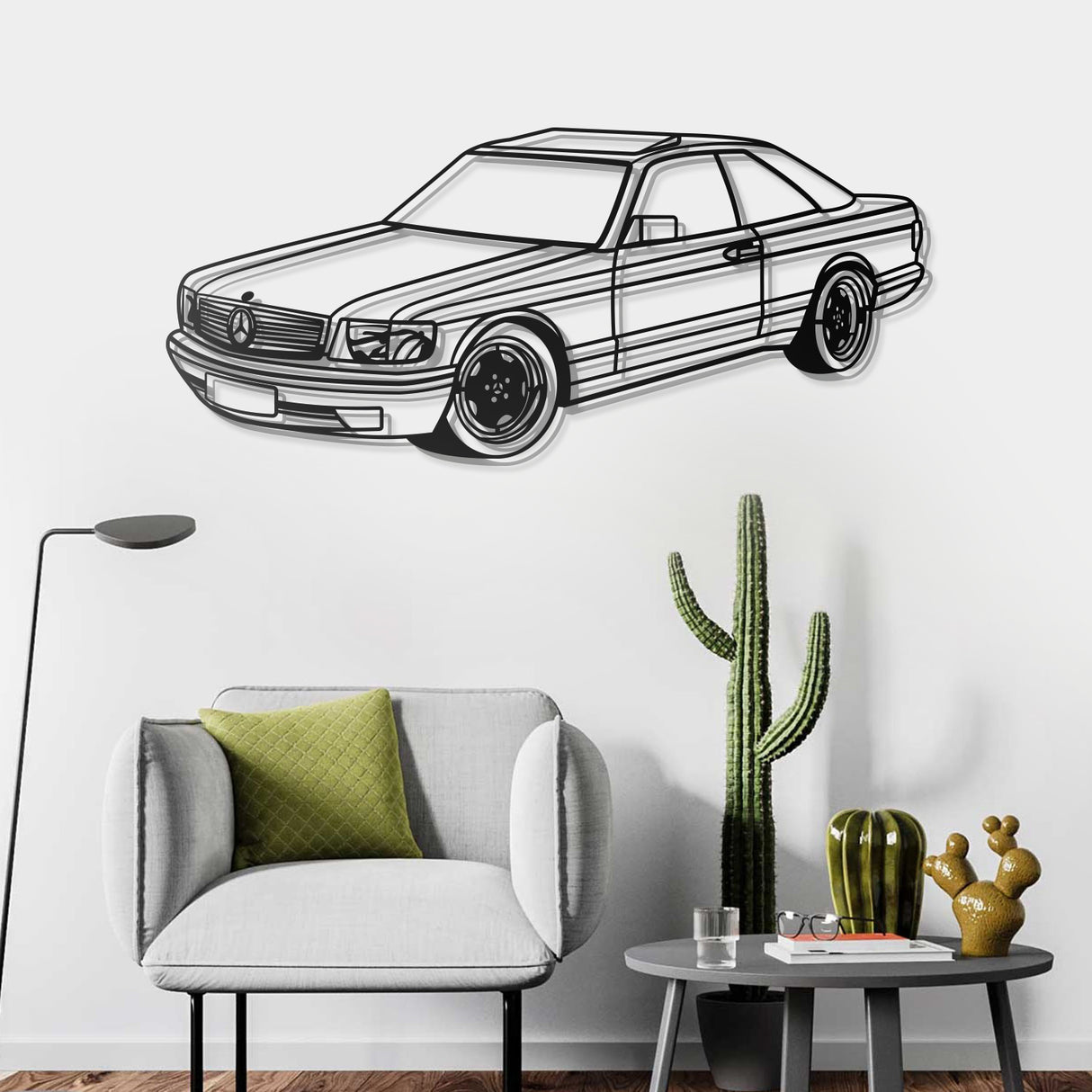 1989 W126 SEC Perspective Metal Car Wall Art - NC0452