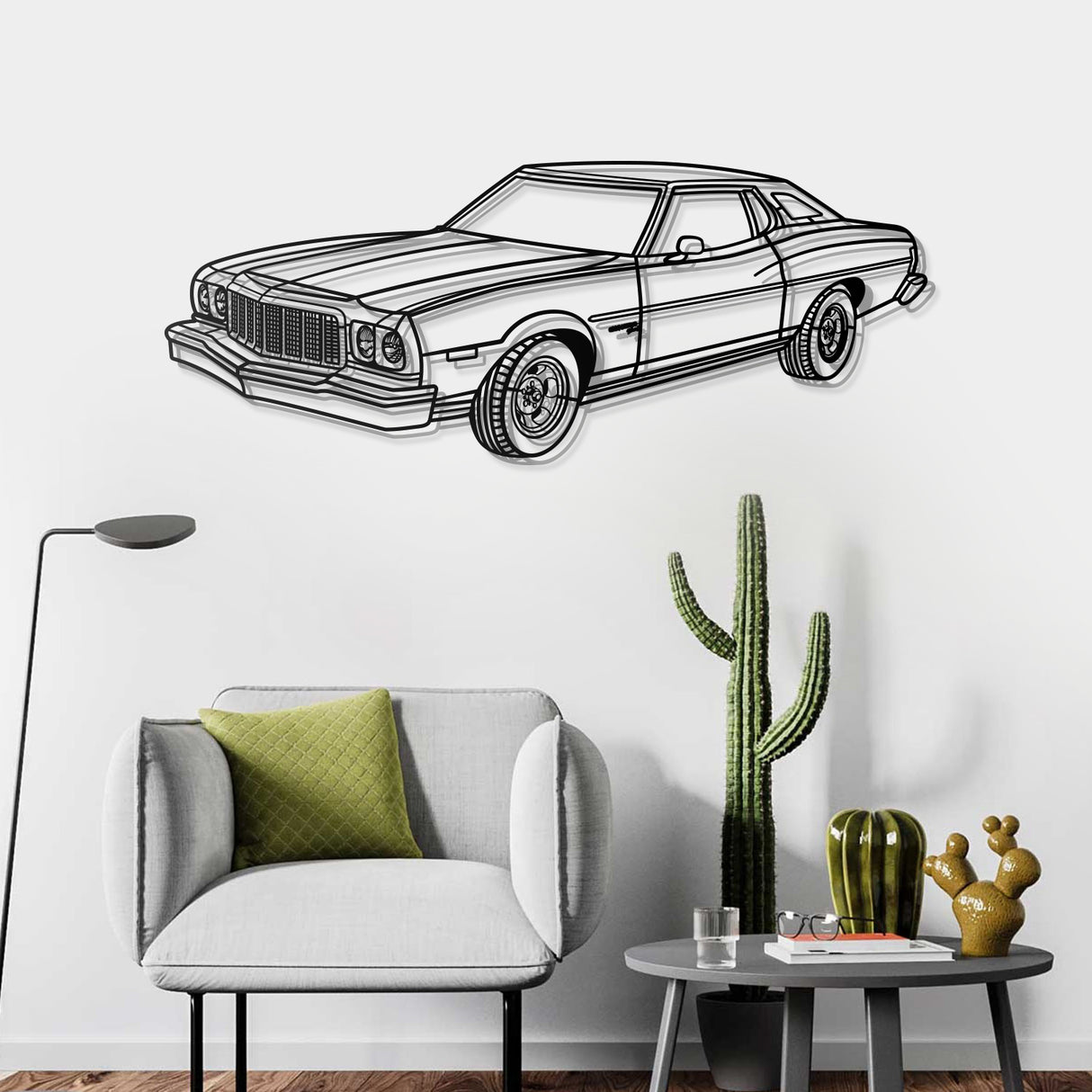 1975 Gran Torino Perspective Metal Car Wall Art - NC0440