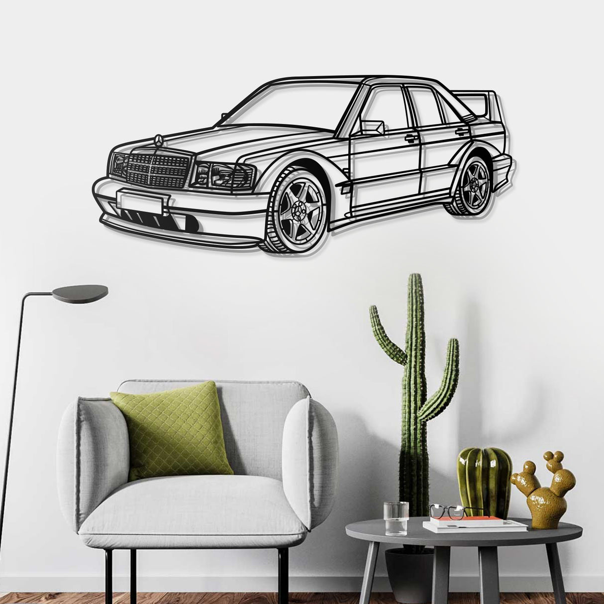 1990 190E 2.5-16 EVO II Perspective Metal Car Wall Art - NC0453