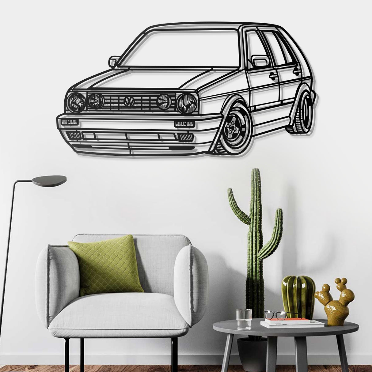 1983 Golf MK2 Perspective Metal Car Wall Art - NC0464