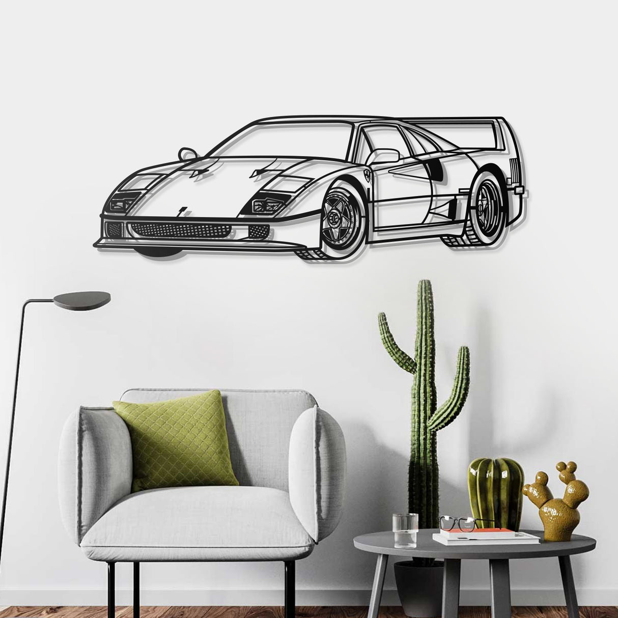 F40 Perspective Metal Car Wall Art - NC0438