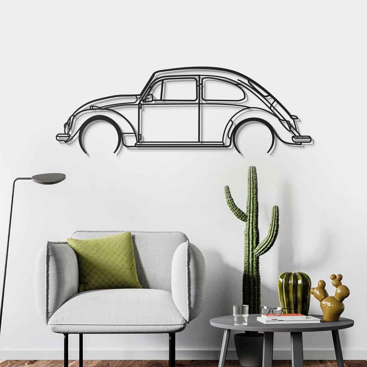 1966 Beetle Detailed Metal Car Wall Art - NC0081