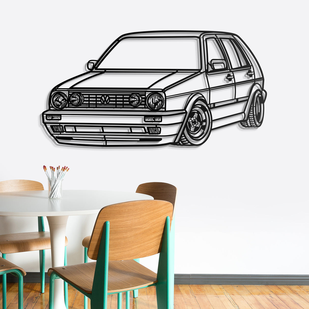 1983 Golf MK2 Perspective Metal Car Wall Art - NC0464