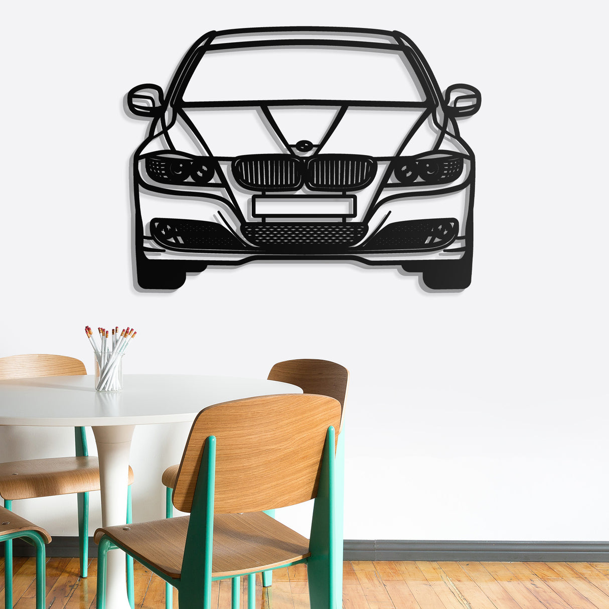 2009 E90 Front View Metal Car Wall Art - NC0386