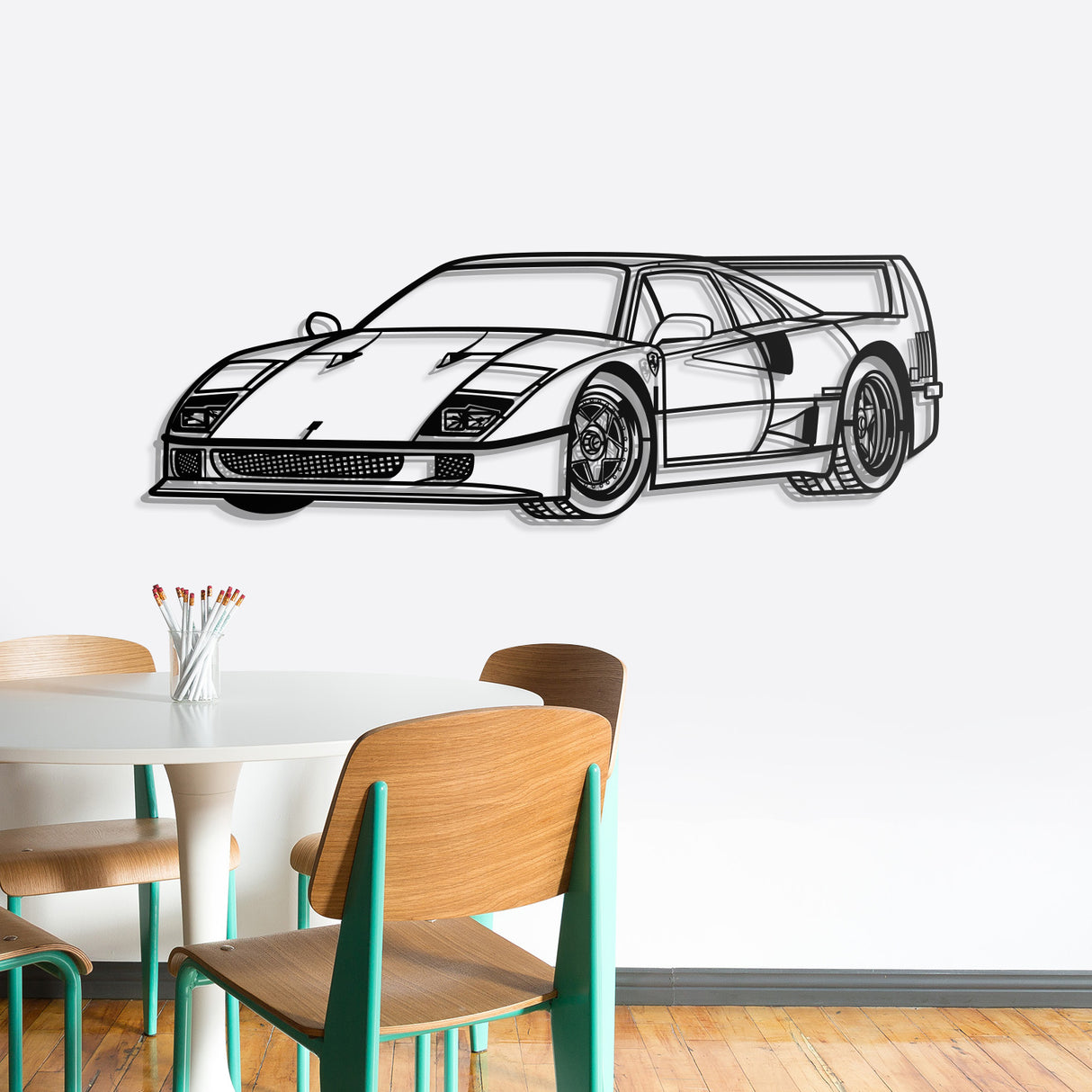 F40 Perspective Metal Car Wall Art - NC0438