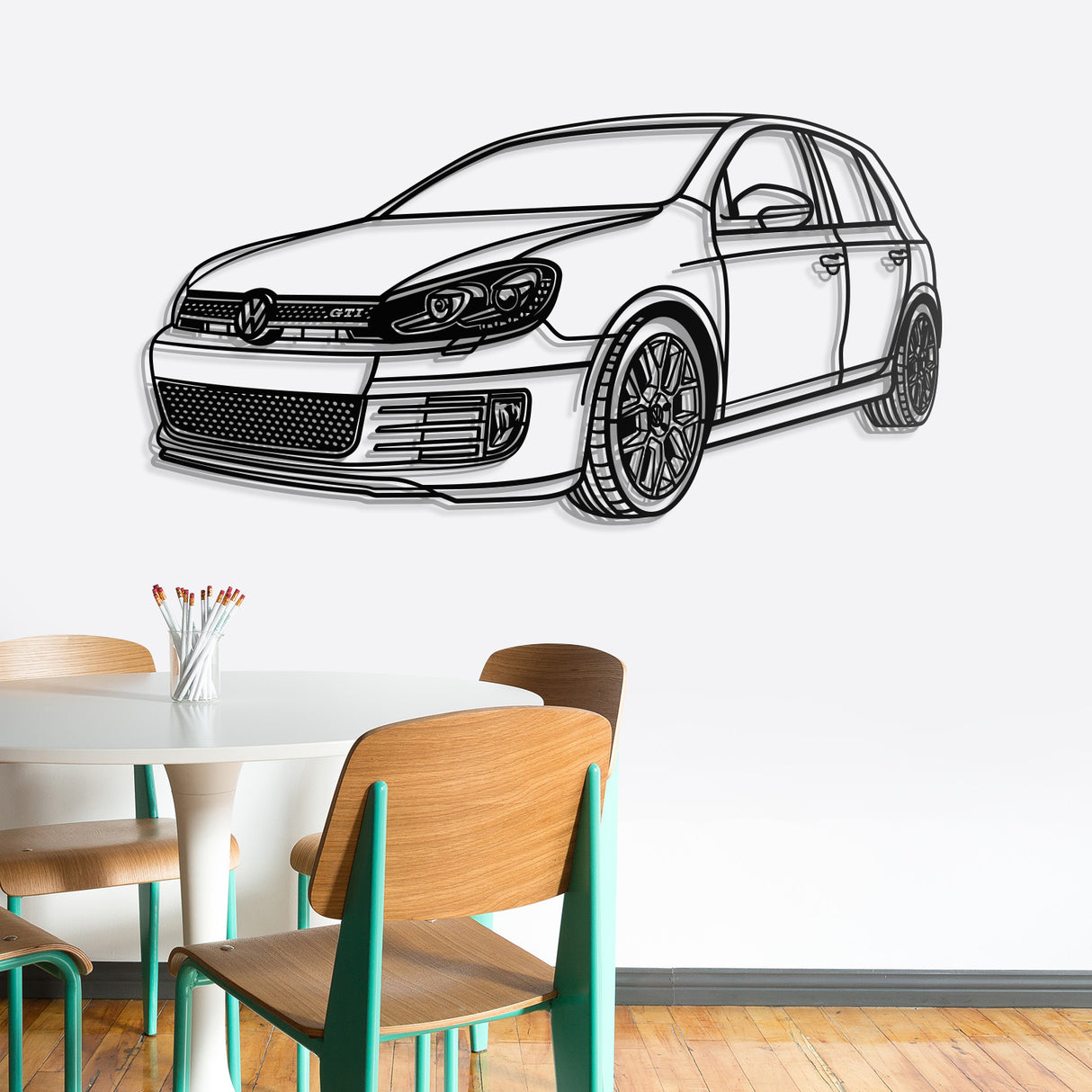 2011 Golf VI GTI Perspective Metal Car Wall Art - NC0465