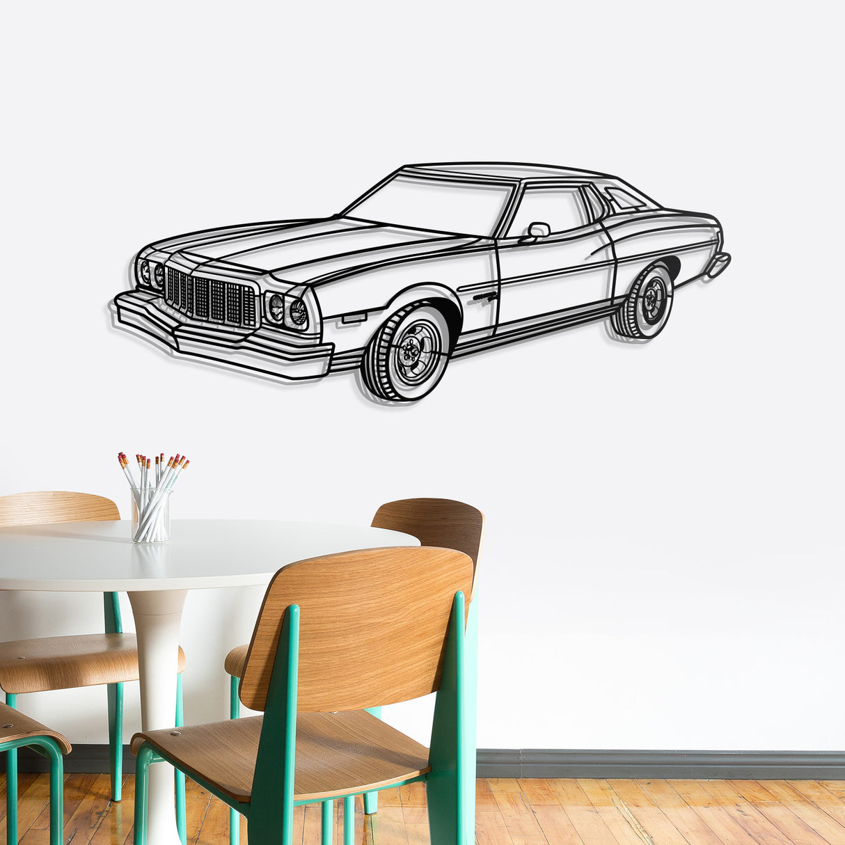 1975 Gran Torino Perspective Metal Car Wall Art - NC0440