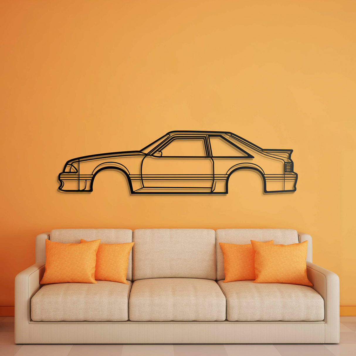 1988 Mustang GT Hatchback Metal Car Wall Art - NC0219