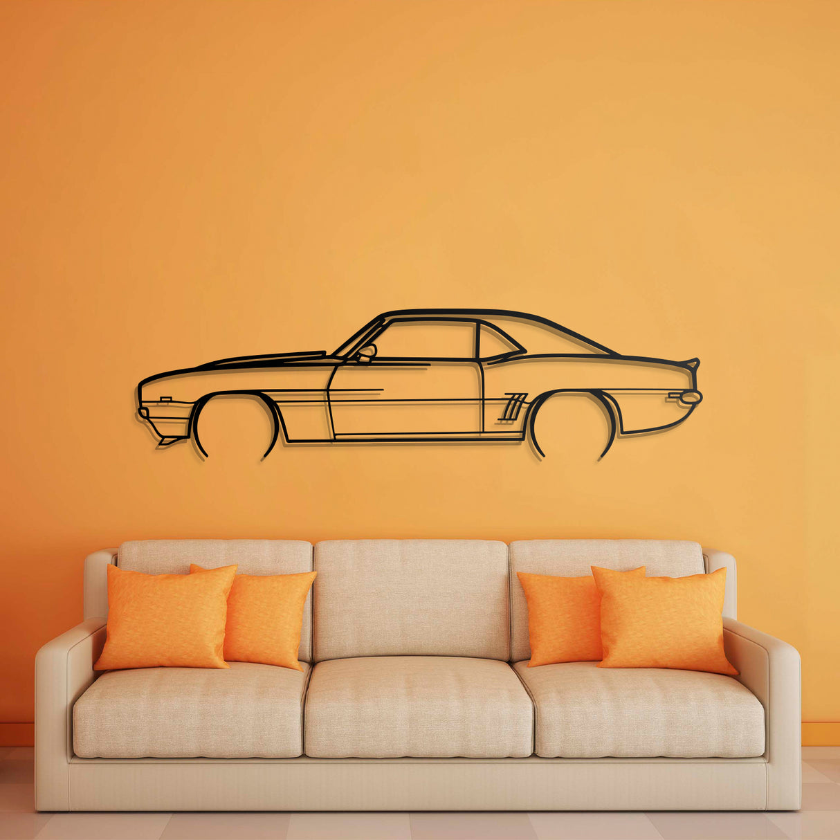 1969 Camaro Detailed Metal Car Wall Art - NC0116