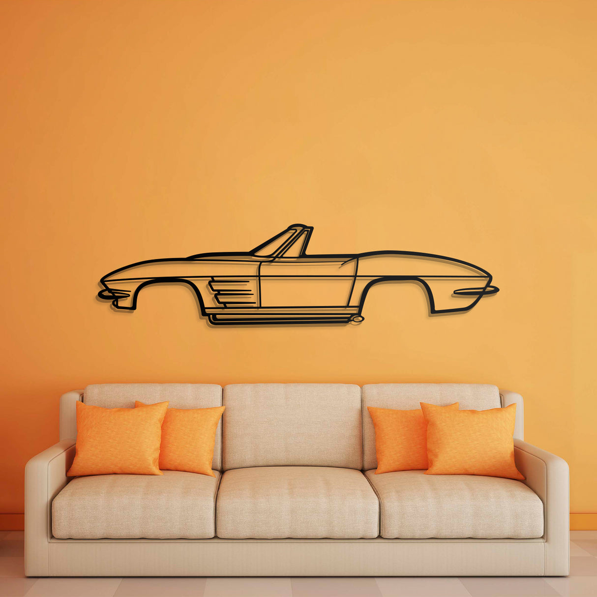 1964 Corvette Convertible Metal Car Wall Art - NC0068