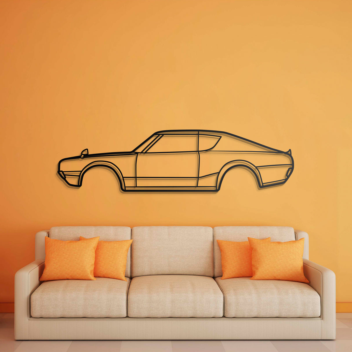 1973 Skyline HT 2000GT-R Metal Car Wall Art - NC0158