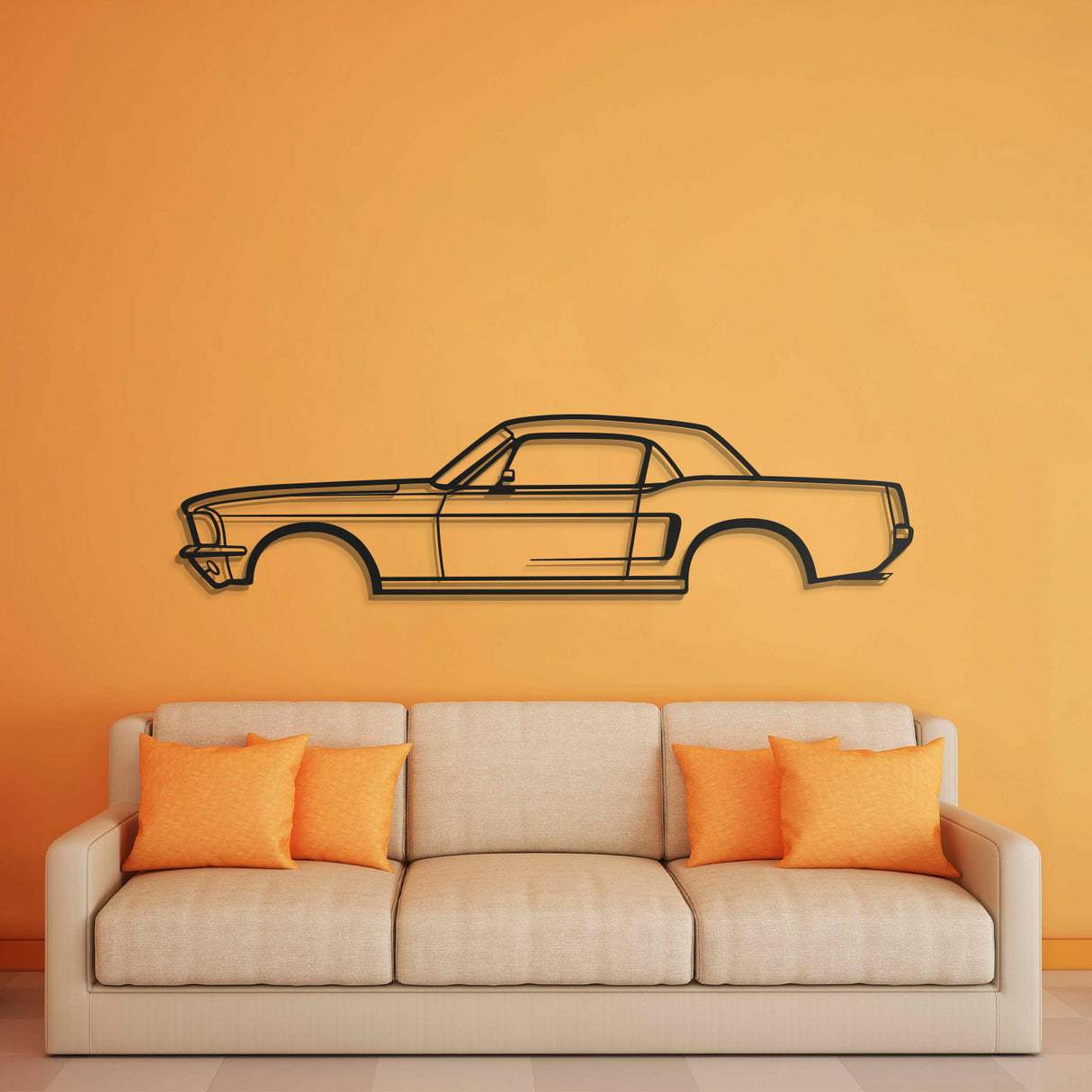 1968 Mustang Hardtop Metal Car Wall Art - NC0112