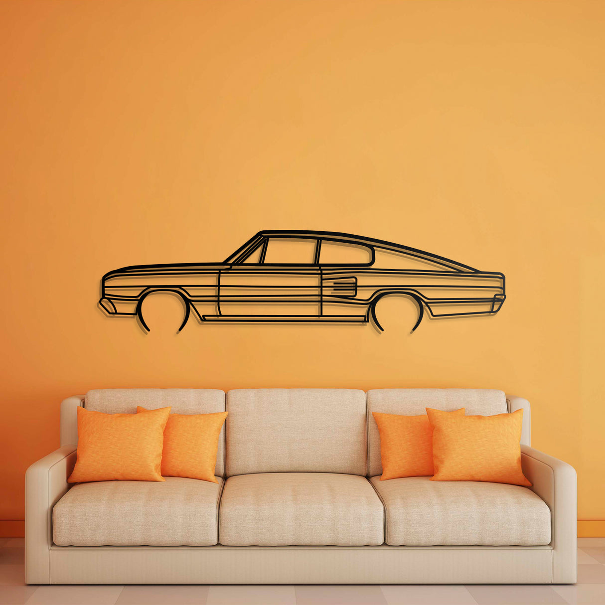 1966 Charger 383 4B Fastback Metal Car Wall Art - NC0082