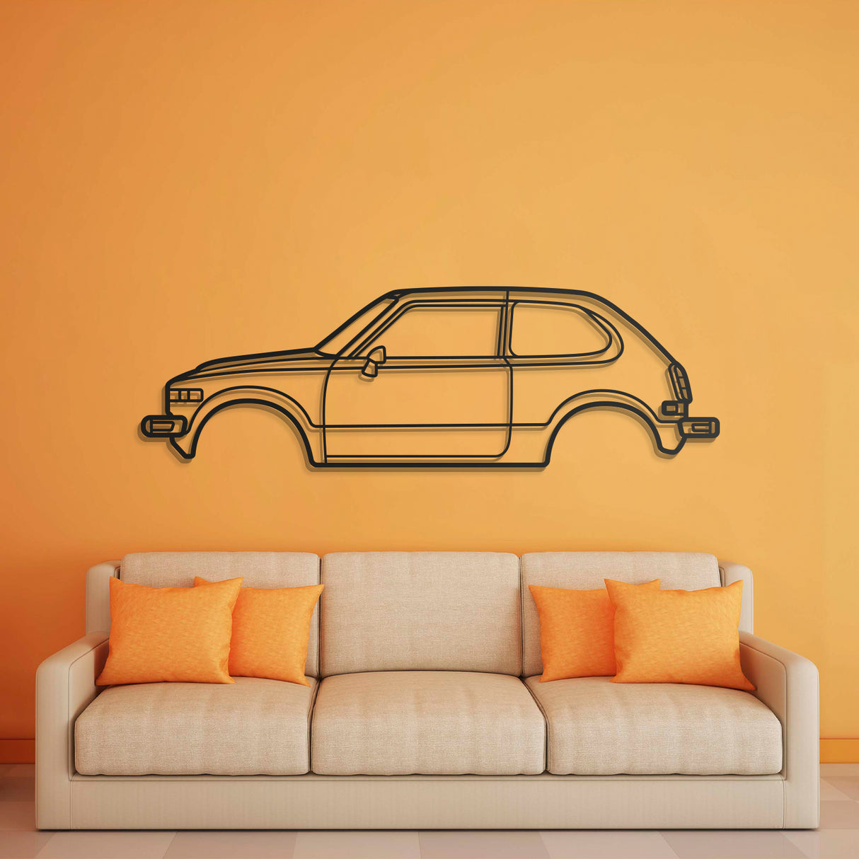 1974 Civic RS Metal Car Wall Art - NC0160