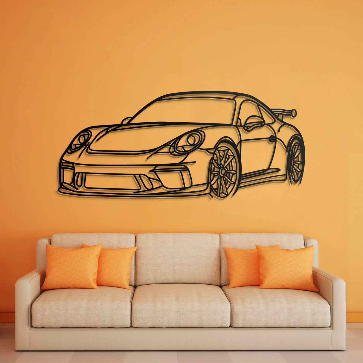 911 GT3 Model 991 Front Angle Metal Car Wall Art - NC0852