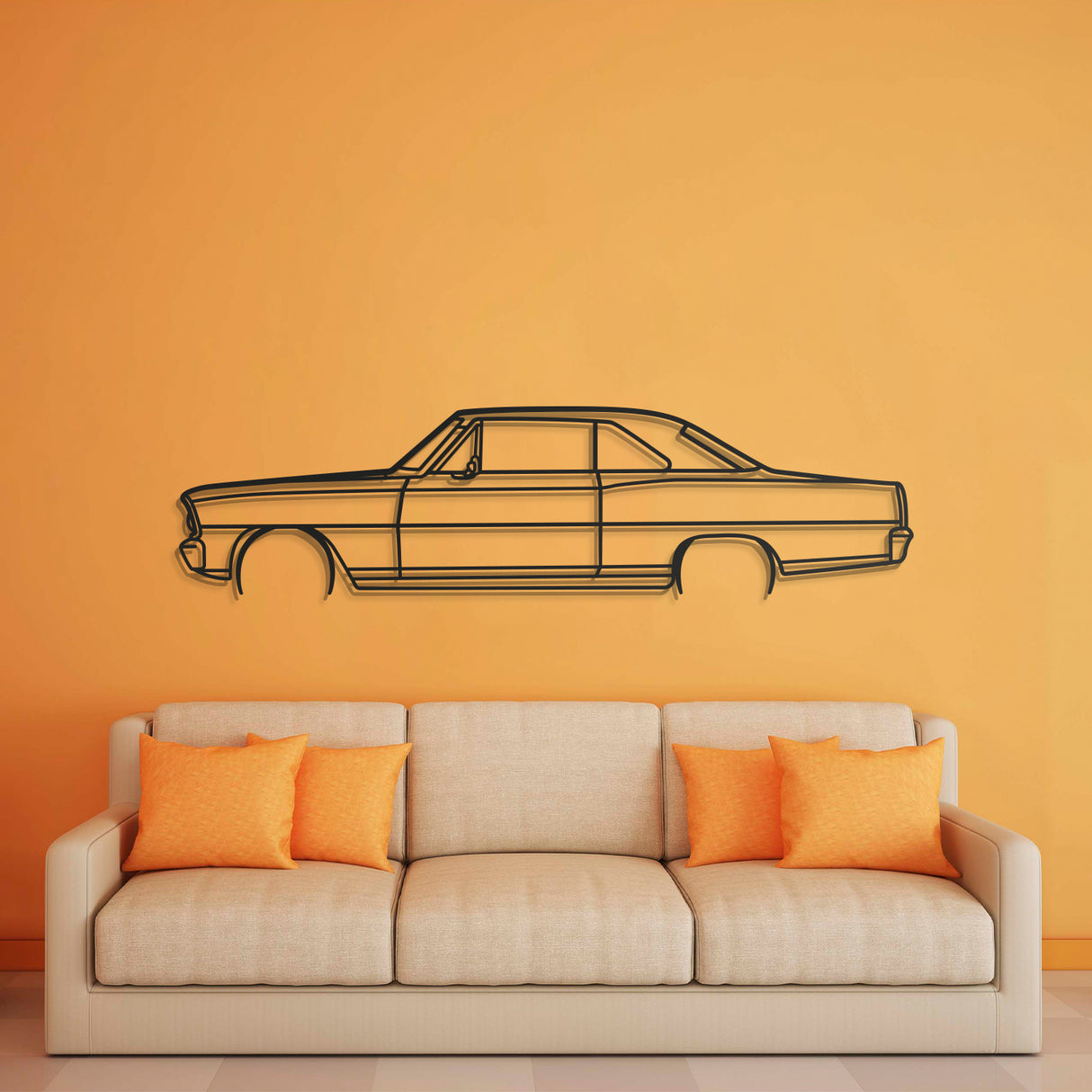 1966 Nova SS Detailed Metal Car Wall Art - NC0090