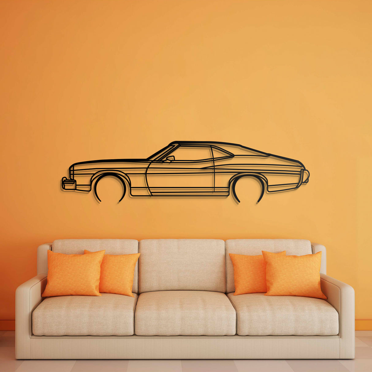 1973 Gran Torino Sport Fastback Metal Car Wall Art - NC0155