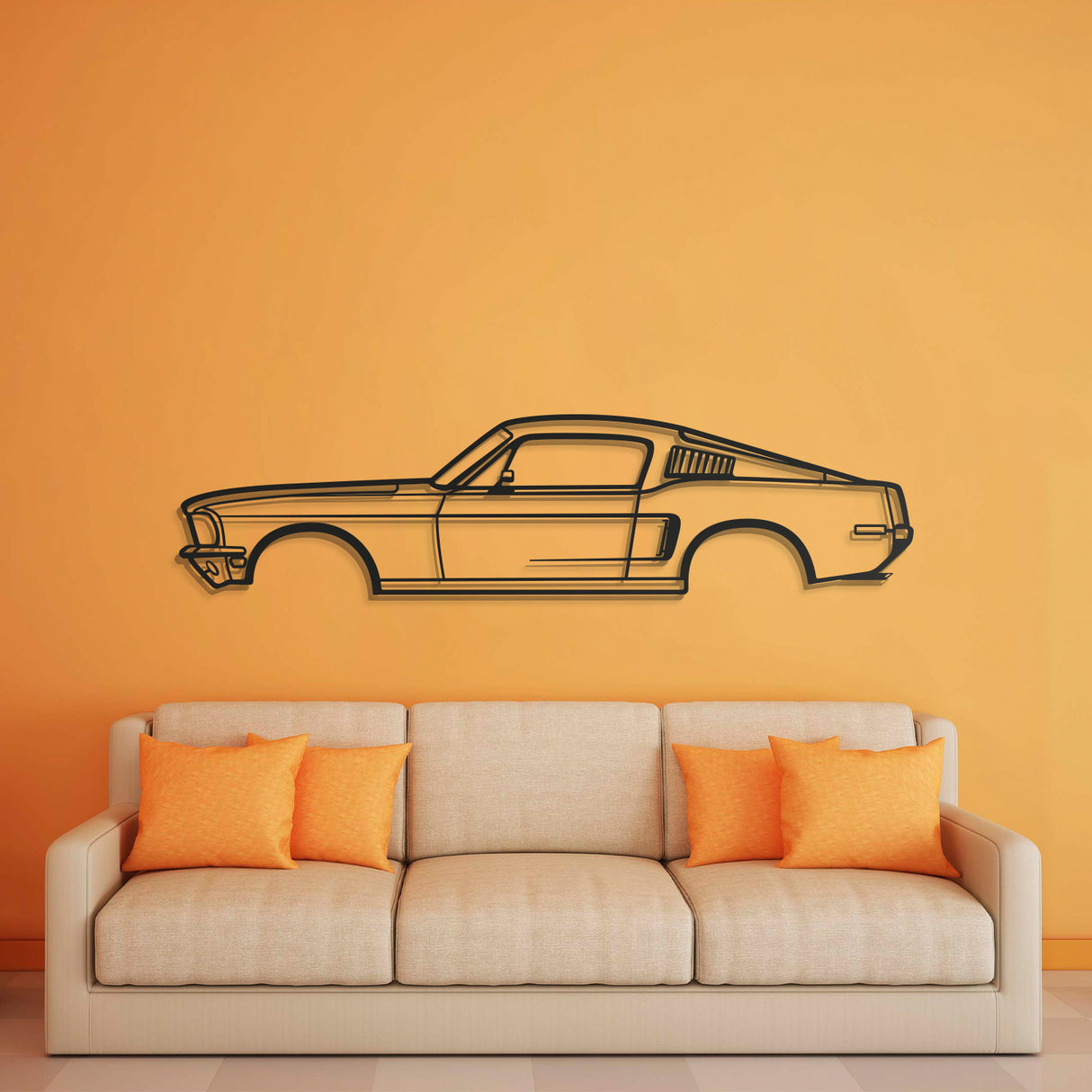 1968 Mustang Fastback Metal Car Wall Art - NC0111