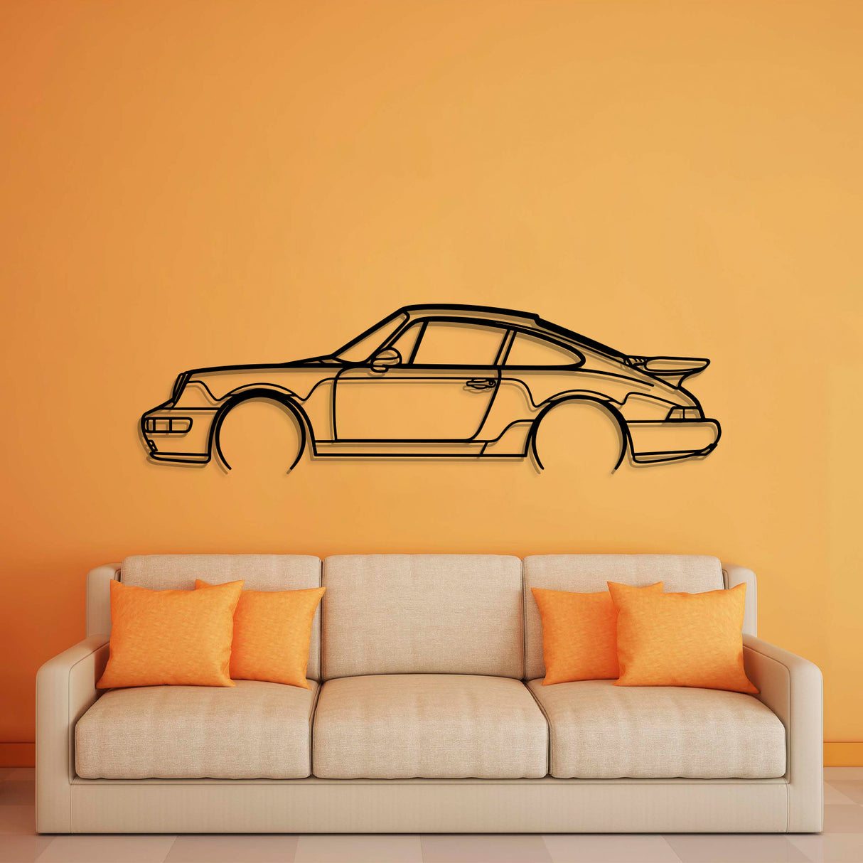 911 Turbo Model 964 Detailed Metal Car Wall Art - NC0873