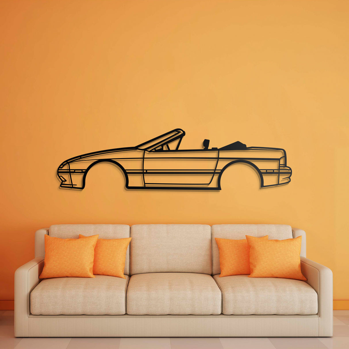 1990 RX-7 Convertible Metal Car Wall Art - NC0231