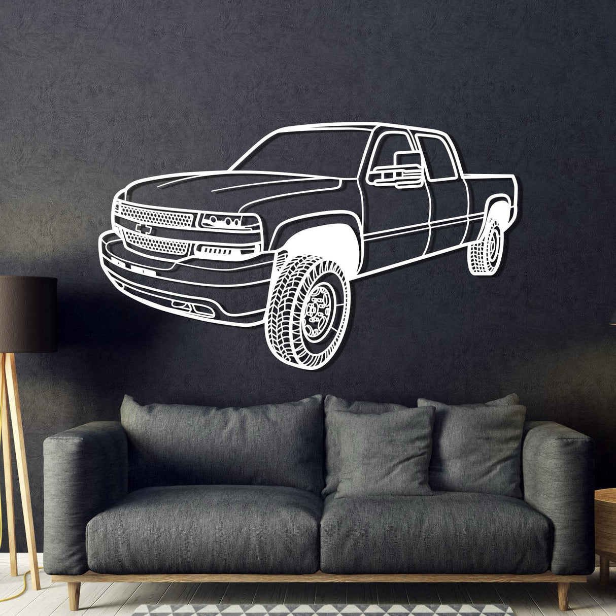 2002 Silverado 2500 Perspective Metal Car Wall Art - NC1297