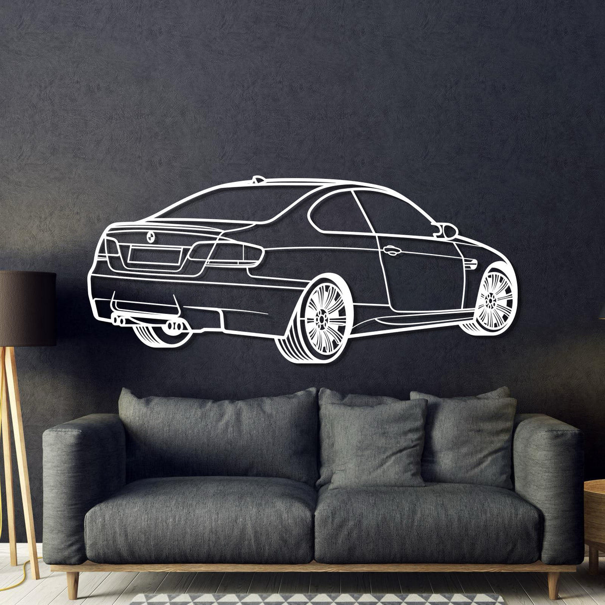 E92 Back Perspective Metal Car Wall Art - NC1300