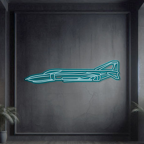 Matte-finish F‑4C Phantom II neon aircraft wall art—heroic Cold War fighter gift for retirements or milestone celebrations