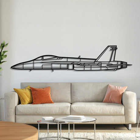 McDonnell Douglas F/A‑18C Hornet twin‑engine naval strike fighter silhouette – laser‑cut 2 mm steel with textured matte powder‑coat finish, ready to hang