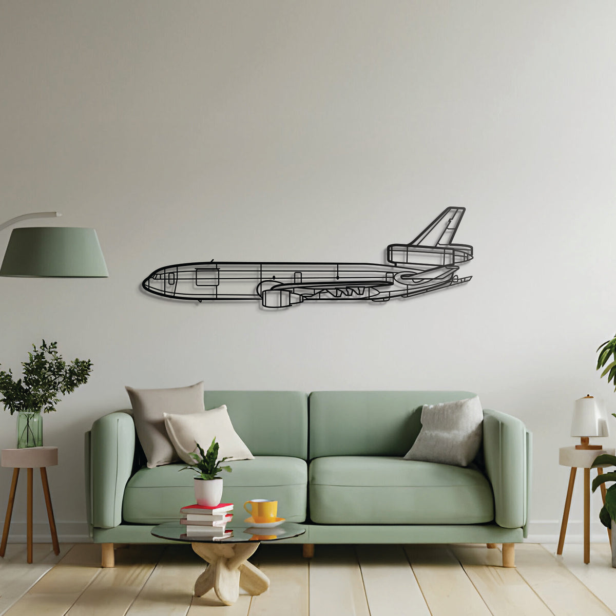 KC-10 Extender tanker plane wall art – black steel aircraft silhouette with floating 1 cm depth