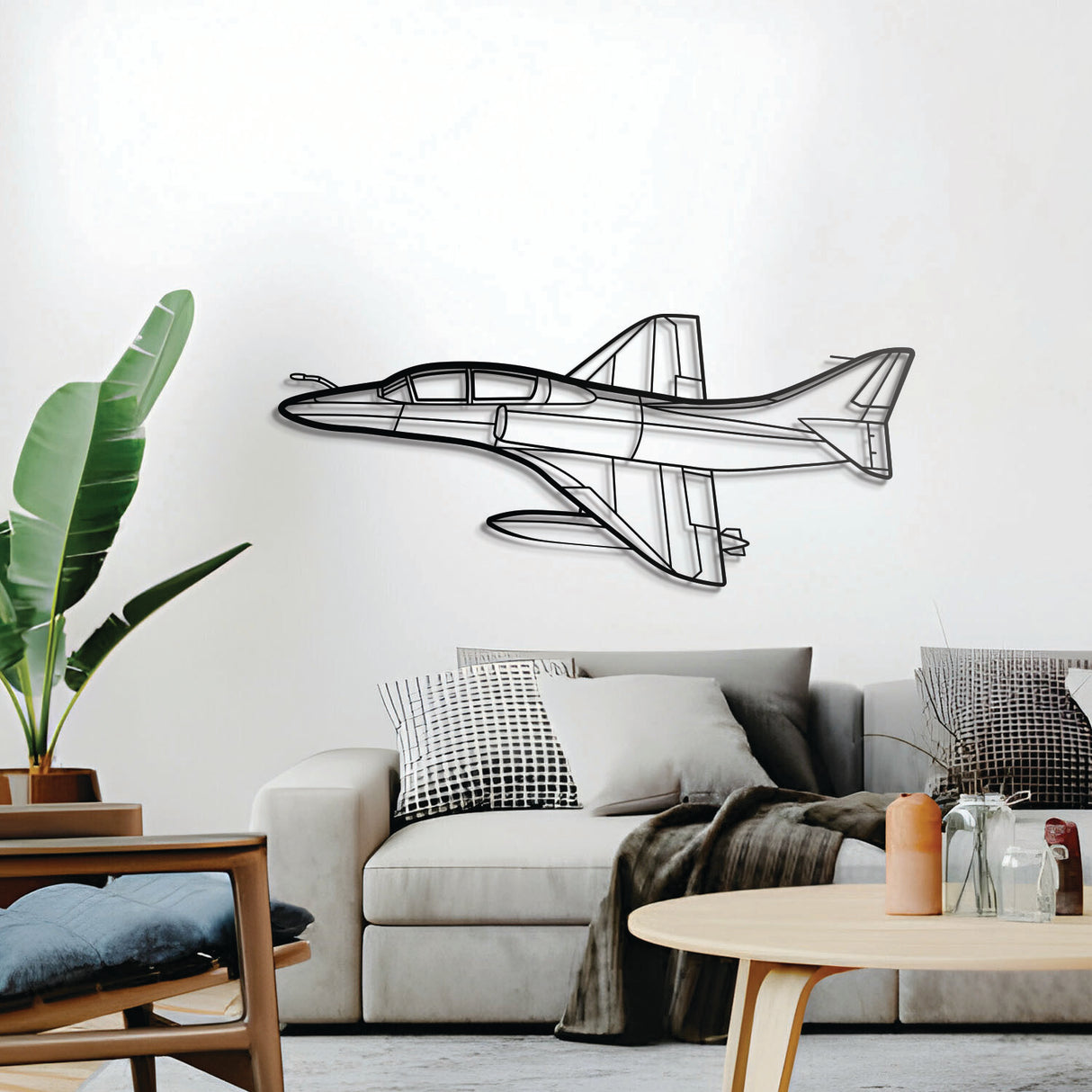 TA‑4J Skyhawk trainer aircraft 3D metal décor, elevated 1 cm from wall, ready‑to‑hang display