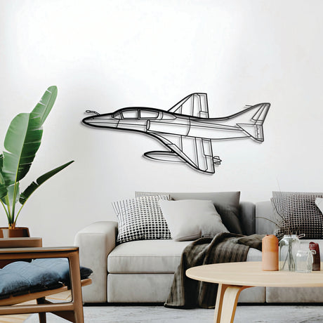 TA‑4J Skyhawk trainer aircraft 3D metal décor, elevated 1 cm from wall, ready‑to‑hang display