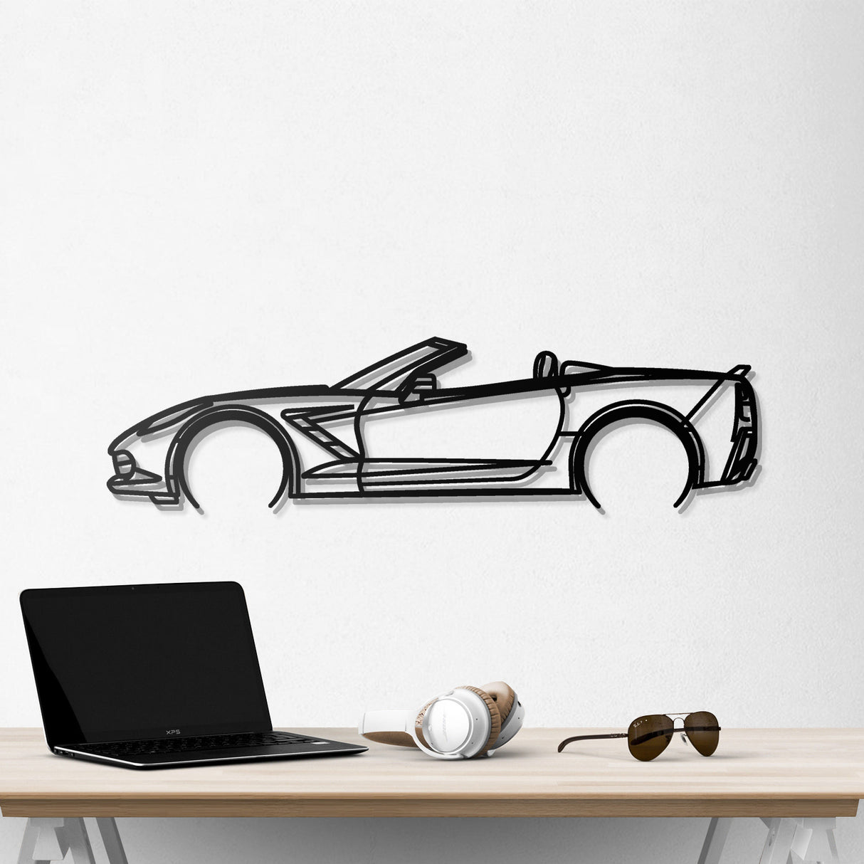 2014 Corvette C7 Cabrio Metal Car Wall Art - NC0500