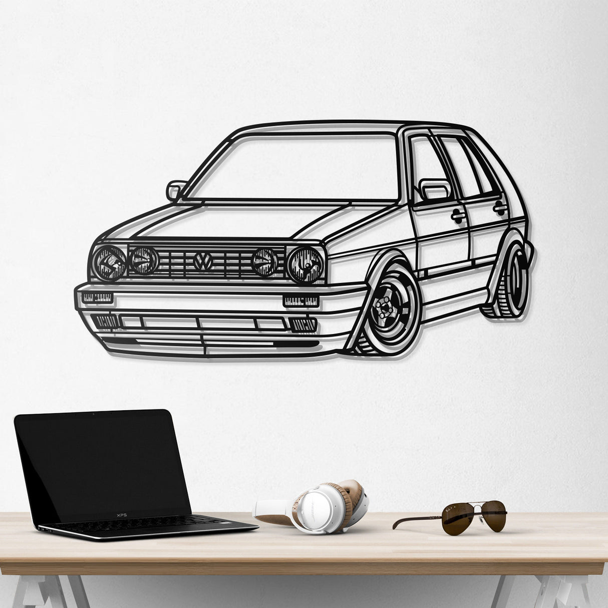 1983 Golf MK2 Perspective Metal Car Wall Art - NC0464