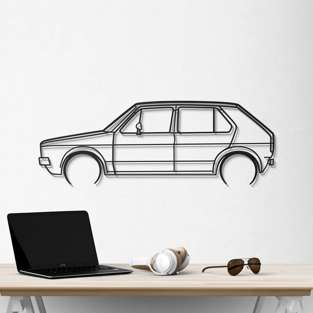 1976 Golf MK1 Detailed Metal Car Wall Art - NC0173