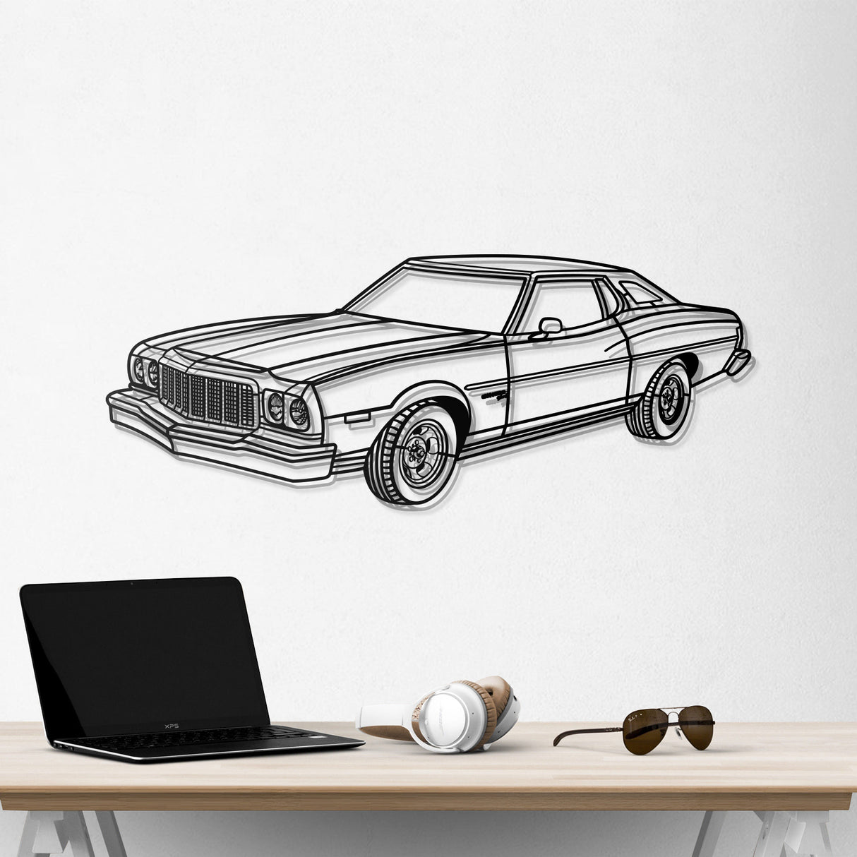 1975 Gran Torino Perspective Metal Car Wall Art - NC0440