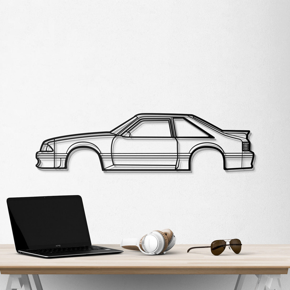 1988 Mustang GT Hatchback Metal Car Wall Art - NC0219