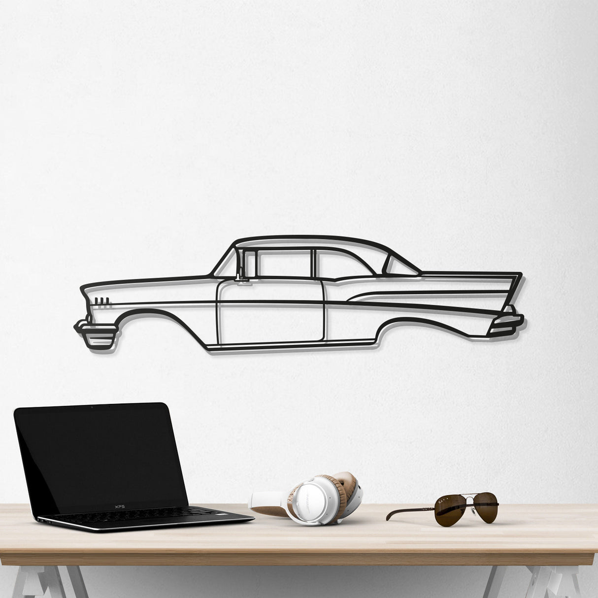 1957 Belair Coupe Metal Car Wall Art - NC0047