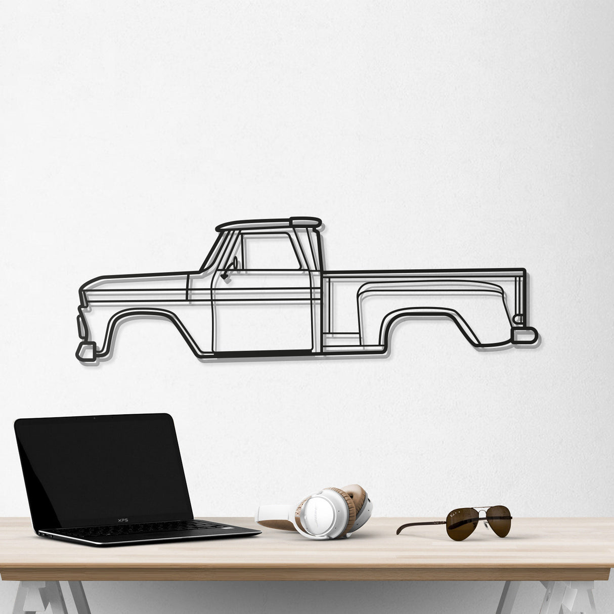 1965 C10 Stepside Pickup Metal Car Wall Art - NC0072