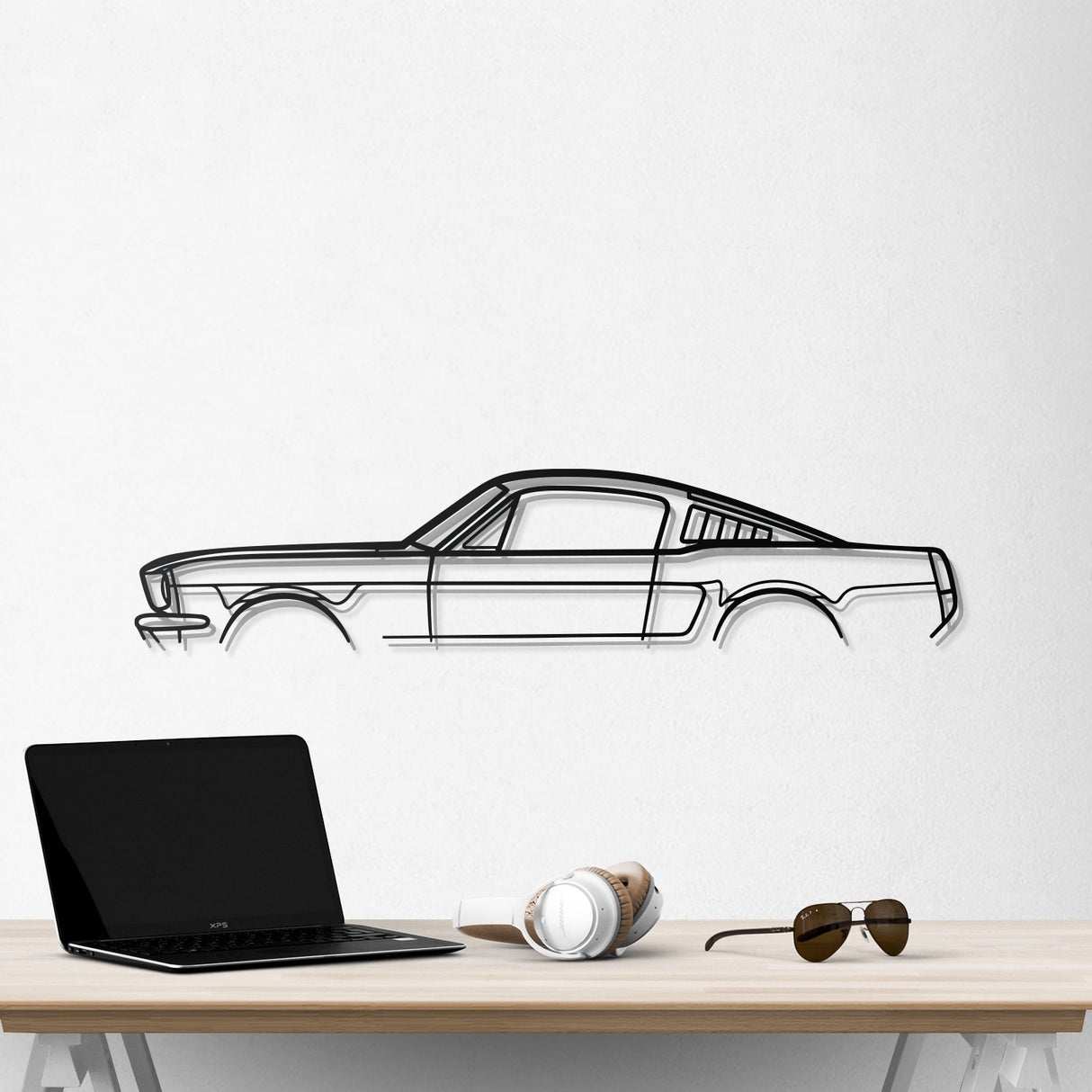 1966 Mustang Fastback Metal Car Wall Art - NC0089