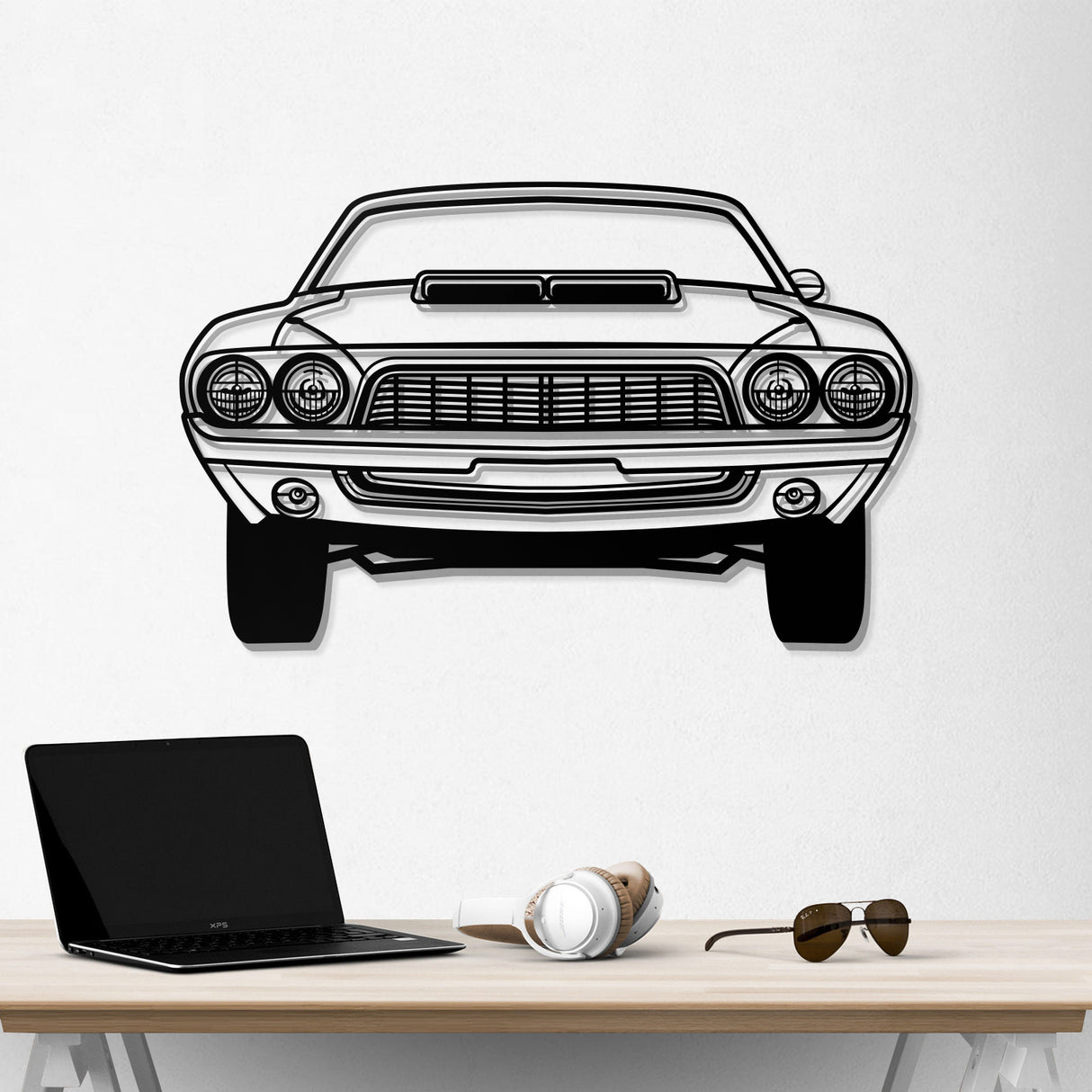 1972 Challanger Front View Metal Car Wall Art - NC0146