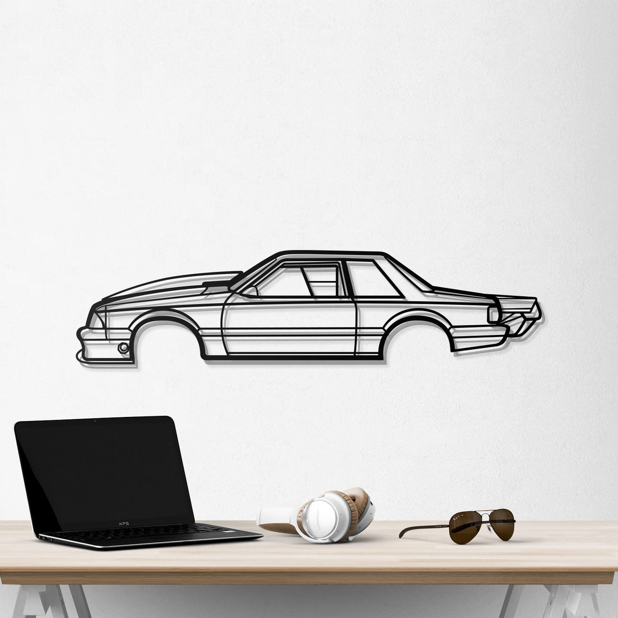 1989 Mustang Foxbody Drag Version Metal Car Wall Art - NC0224