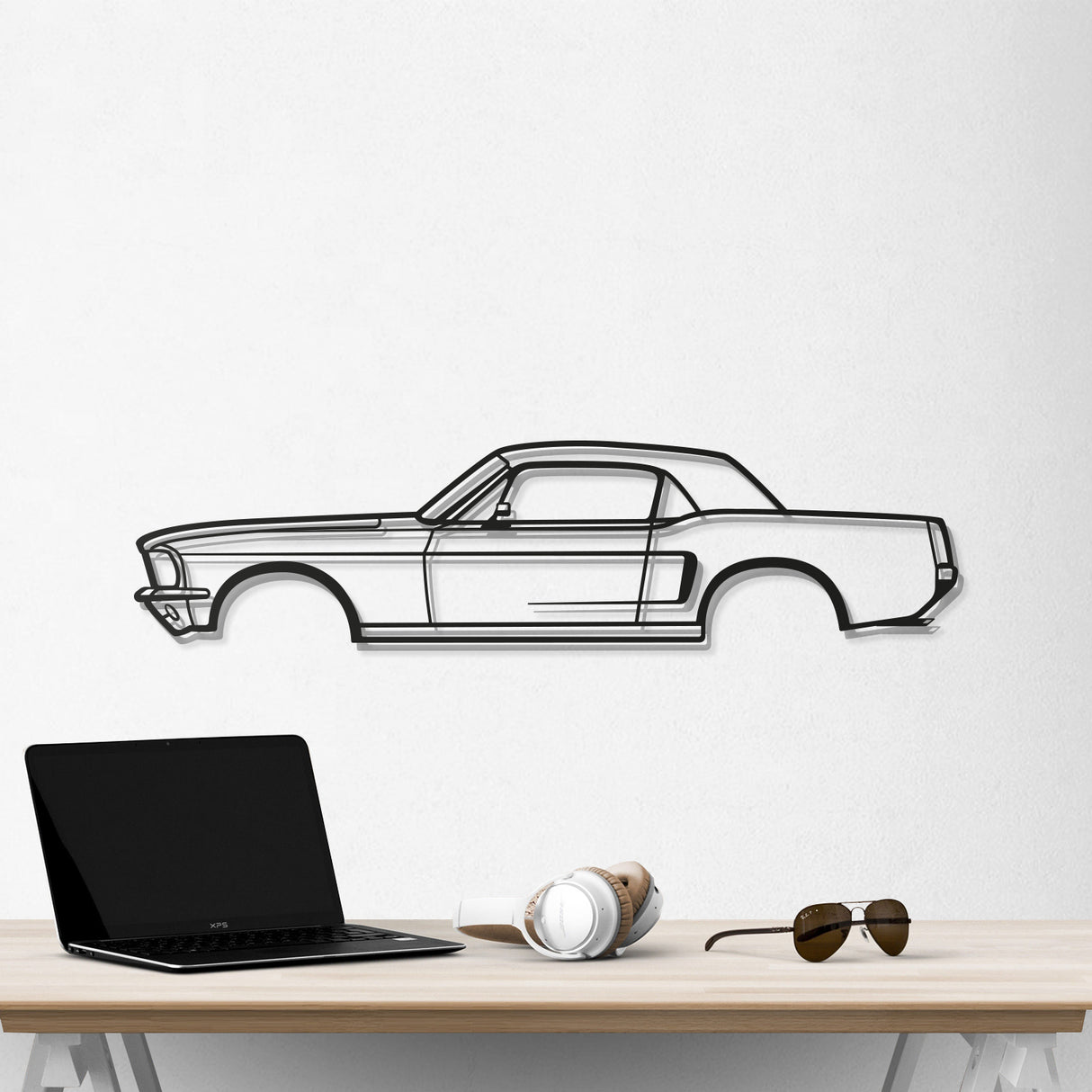 1968 Mustang Hardtop Metal Car Wall Art - NC0112