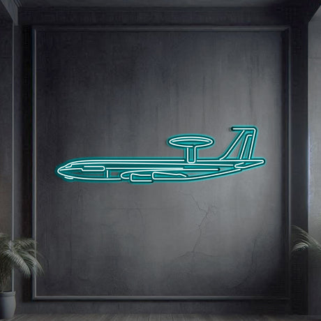 Matte‑finish E‑3G Sentry neon aircraft wall art—iconic AWACS gift for retirements, promotions, or mission‑critical anniversaries