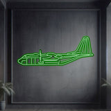 Metal neon AC-130J Ghostrider wall décor, 2 mm steel, matte finish, aviation statement, ready to hang