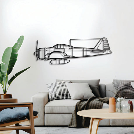 A6M2 Zero 3D metal wall décor, elevated 1 cm from wall for aviation-themed interiors