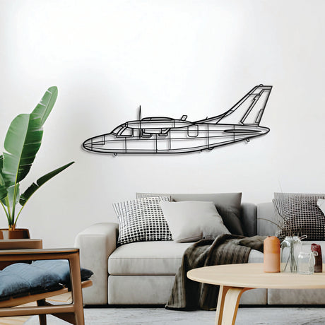 MU‑2K wall décor – elevated slightly off the wall using spacers for striking 3D shadow effect of its robust high‑speed turboprop form