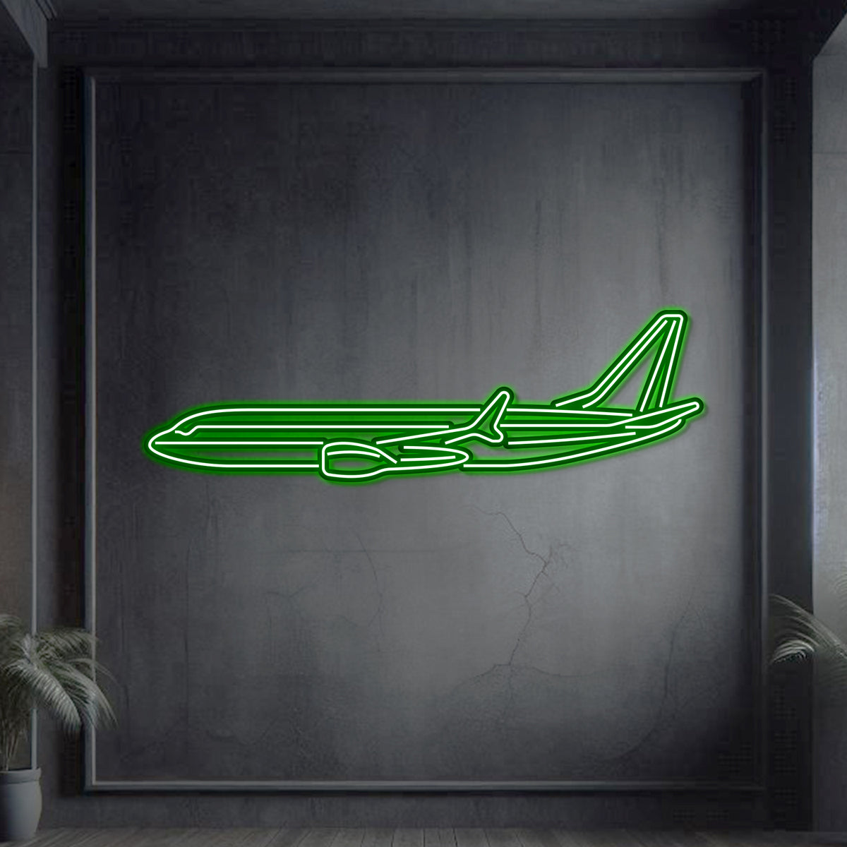 Metal neon 737 wall art, matte finish 2 mm steel, ready to hang with stylish 3D elevation
